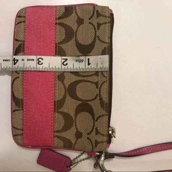 Coach brown pink striped wristlet bag - Picture 6 of 7